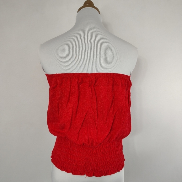 Vintage 70s Luxe Fashions Women's Red Tube Top Size Large Hippie Chic - Picture 4 of 8
